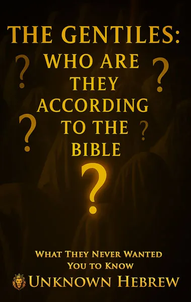 Book cover of The Gentiles: Who Are They According to the Bible? by Unknown Hebrew, with glowing question marks and a mysterious dark background.