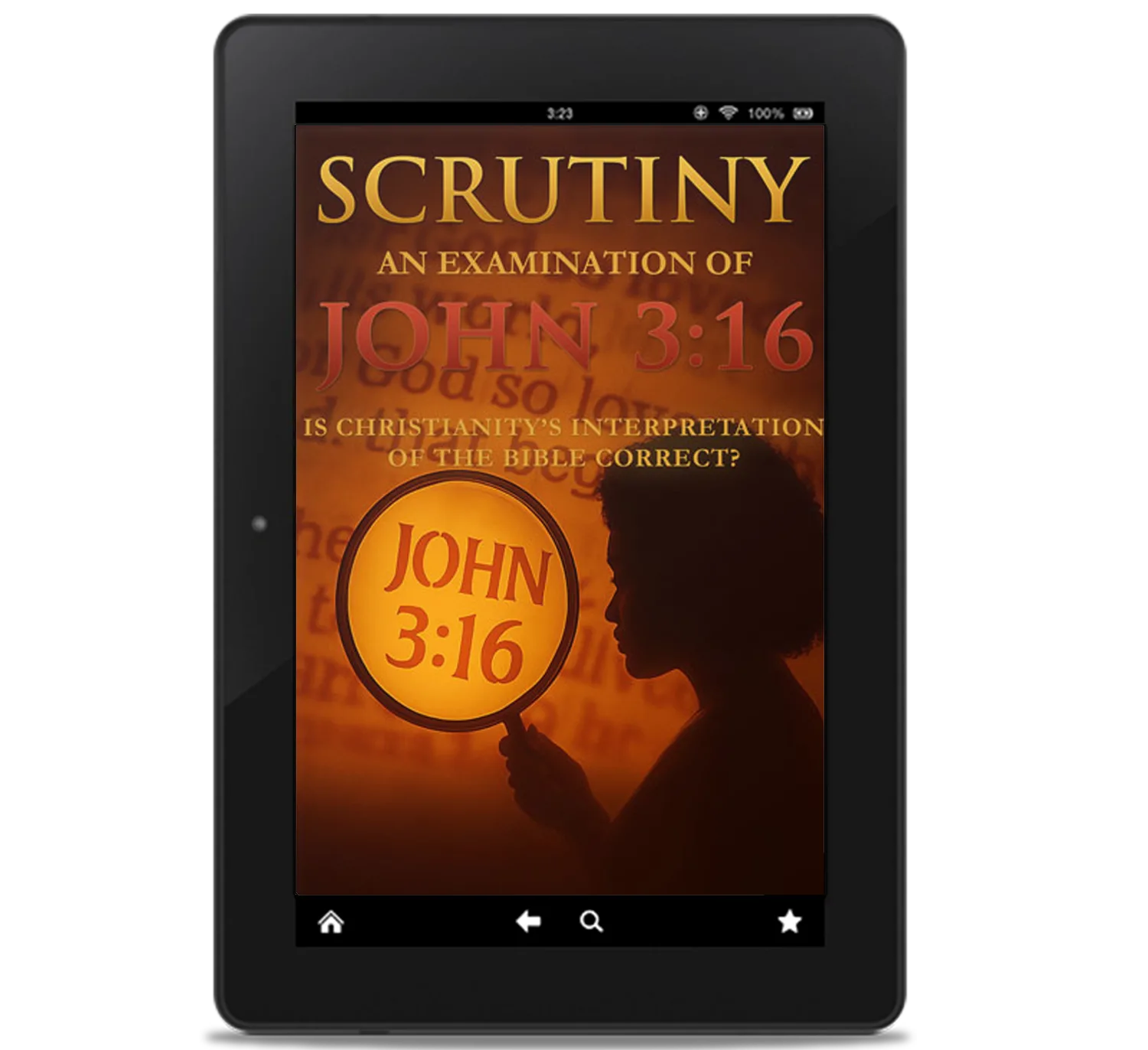 Tablet showing ebook about john 3 16