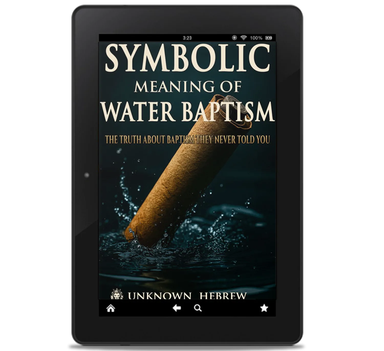 Tablet showing a scroll splashing into water