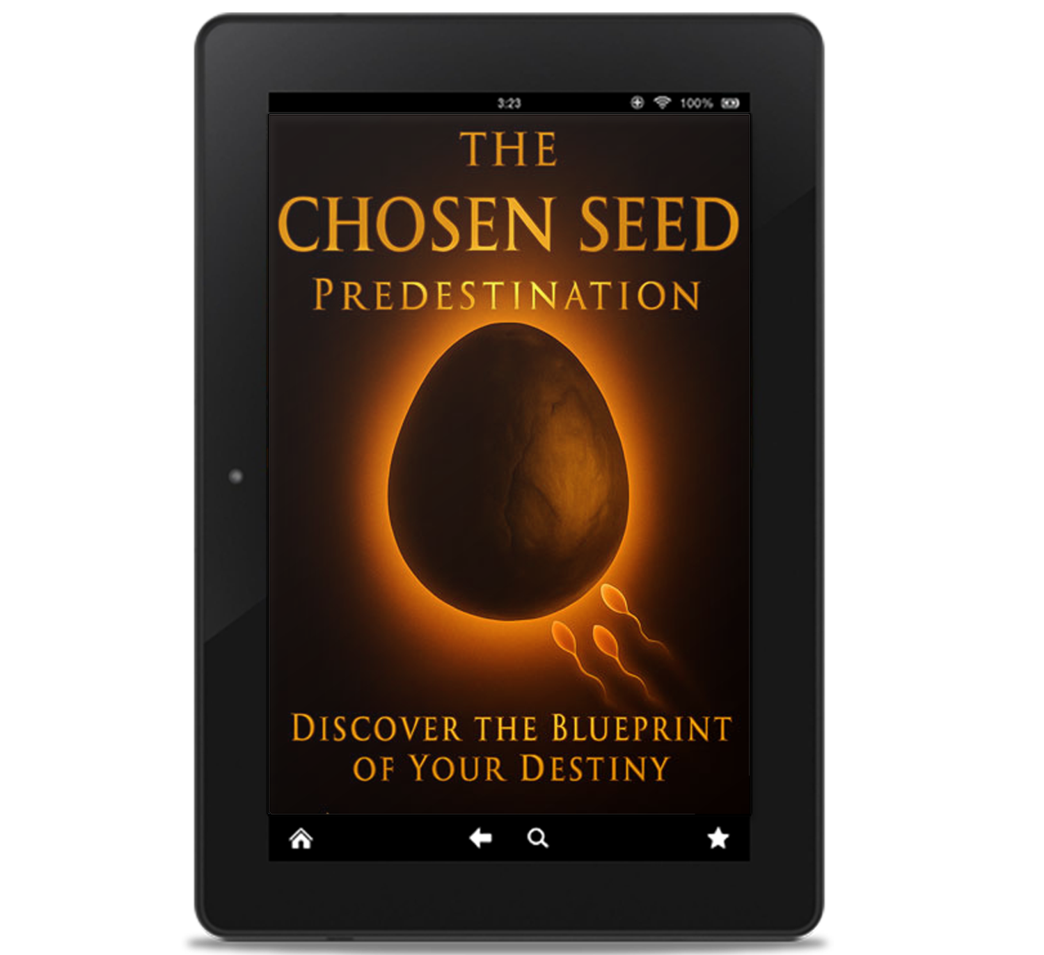 Tablet showing e-book about predestination